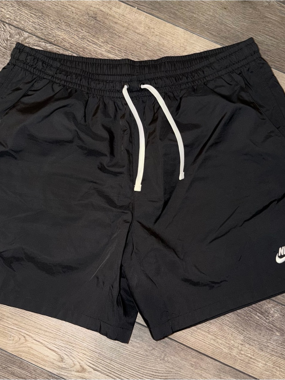 Nike Black Athletic Shorts with White Drawcord - 7” Inseam